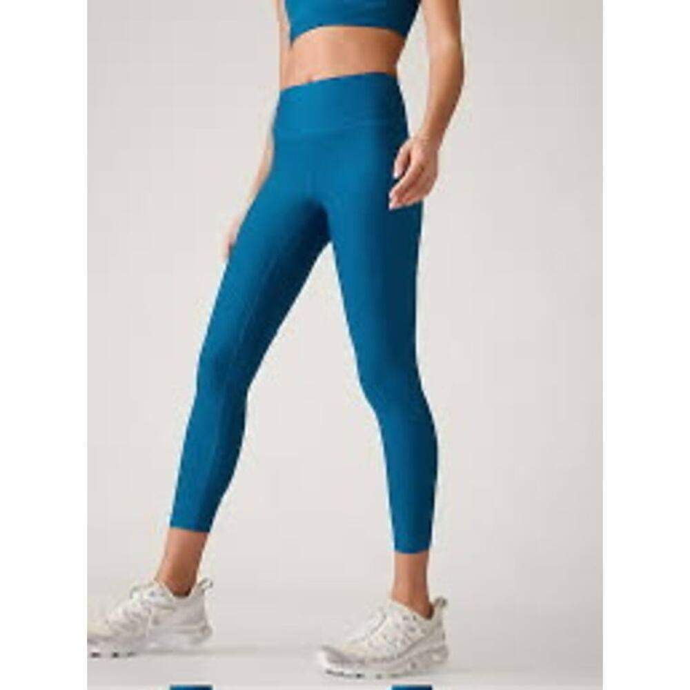 Athleta Women’s Interval 7/8 Stash Tight Size Small Teal Blue